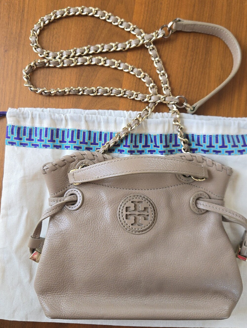 Tory Burch Marion Small Pouchette Crossbody Clay Beige